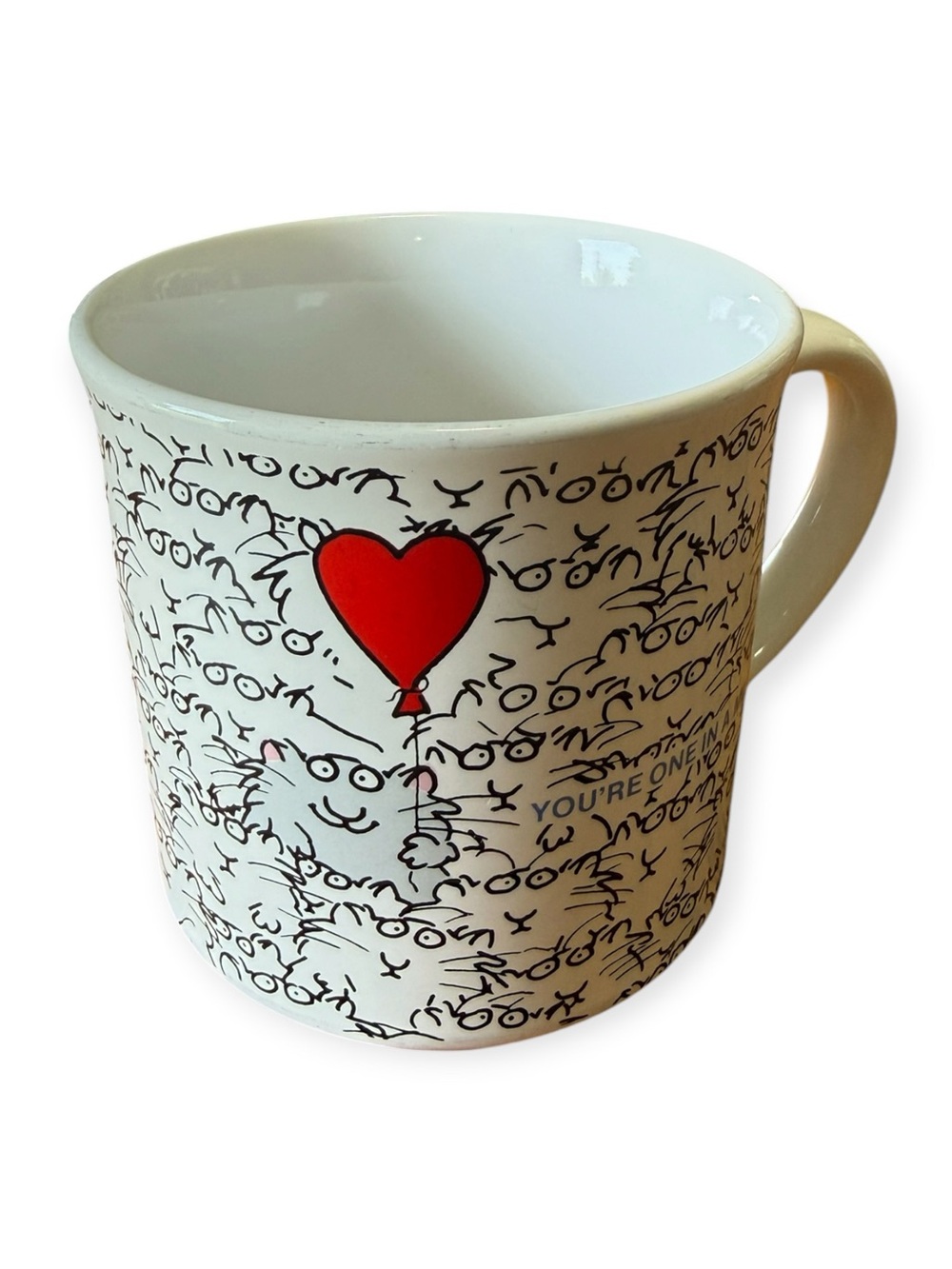 Vintage Sandra Boynton Coffee Mug Cup "Your One In A Million" Red Heart Balloon!
